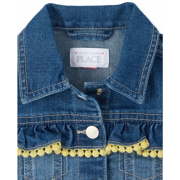 Girls Blue Denim Jean Yellow Trim & Sequined Lemon Jacket Size 5t NEW with Tags - Picture 3 of 8